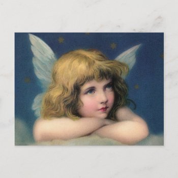 Adorable Christmas Vintage Angel Holiday Postcard by encore_arts at Zazzle