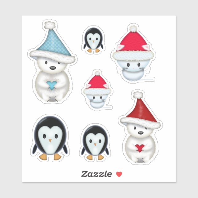 Adorable Christmas Winter Animals Sticker (Sheet)