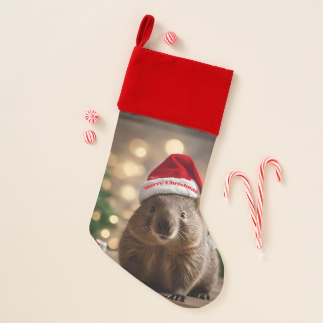Adorable Christmas Wombat, Christmas Stocking (Front)