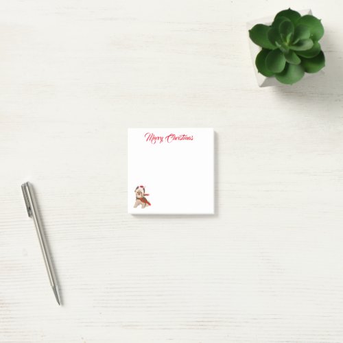 Adorable Christmas Yorkie In Santa Hat Merry      Post_it Notes