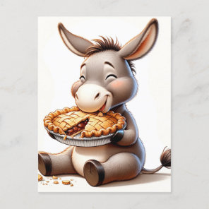 Adorable Chubby Donkey Eats Pie Postcard