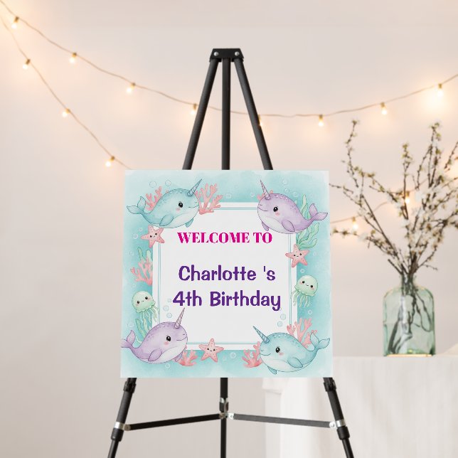 Adorable Chubby Narwhal Whale fish Sea Life  Foam Board (In Situ (Stand))