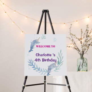 Adorable Chubby Narwhal Whale fish Sea Life  Foam Board