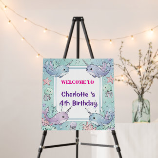 Adorable Chubby Narwhal Whale fish Sea Life  Foam Board