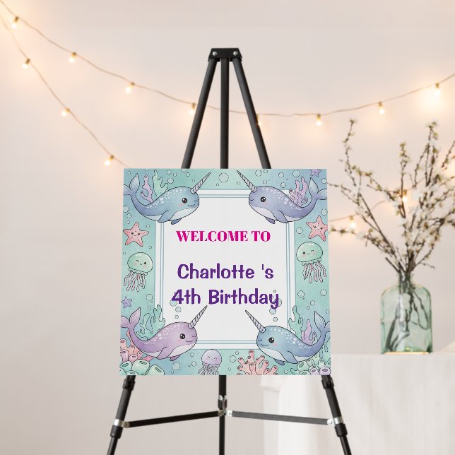 Adorable Chubby Narwhal Whale fish Sea Life  Foam Board (In Situ (Stand))