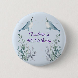Adorable Chubby Narwhal Whale fish Seamless Sea Li Button
