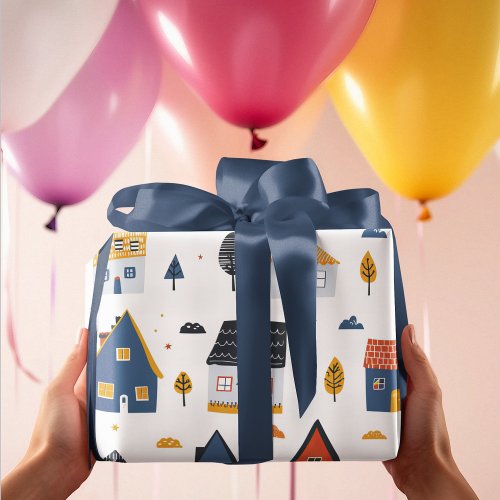 Adorable City Houses  Wrapping Paper