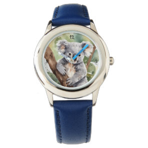 Adorable Clock with Koala Bebé Watercolor Style Watch