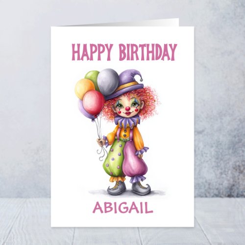 Adorable Clown Holding Balloons Birthday Card
