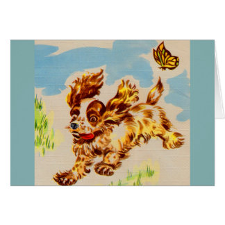 adorable cocker spaniel puppy on the run cards