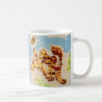 adorable cocker spaniel puppy on the run coffee mug