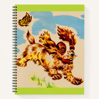 adorable cocker spaniel puppy on the run notebook