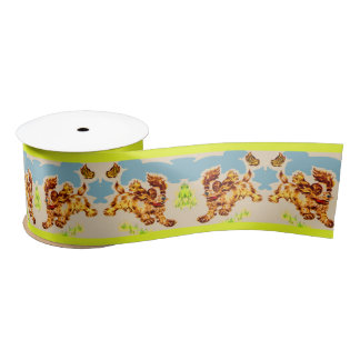 adorable cocker spaniel puppy on the run print satin ribbon