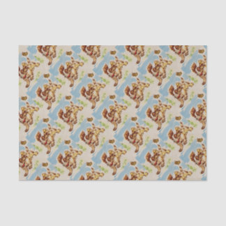 adorable cocker spaniel puppy on the run tissue paper