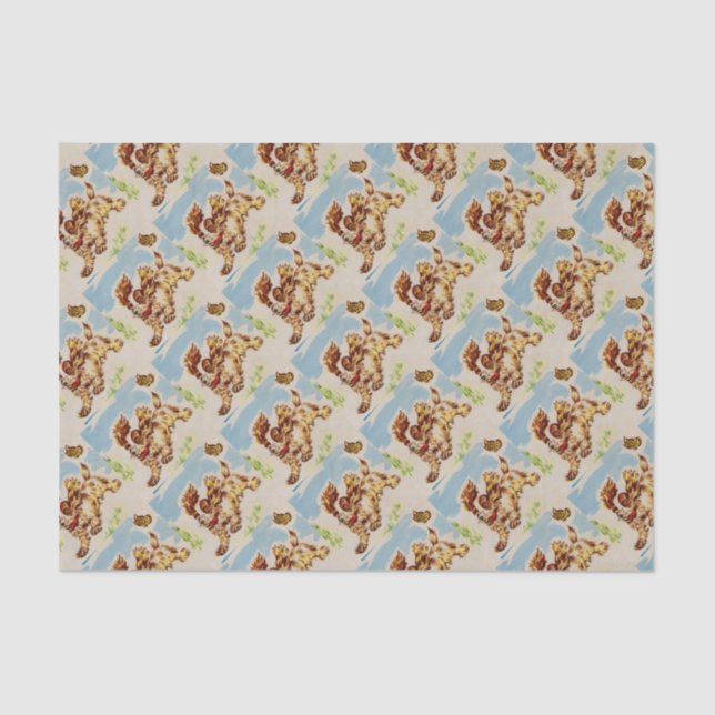 adorable cocker spaniel puppy on the run tissue paper (Front)