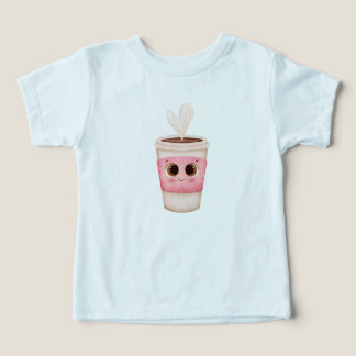 Adorable coffee cup with big sparkling eyes toddler t-shirt