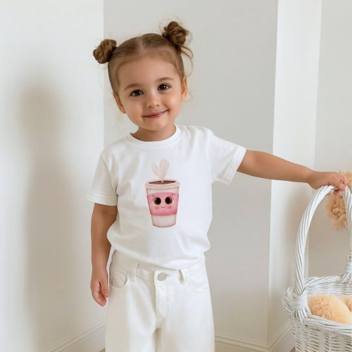 Adorable coffee cup with big sparkling eyes toddler t-shirt
