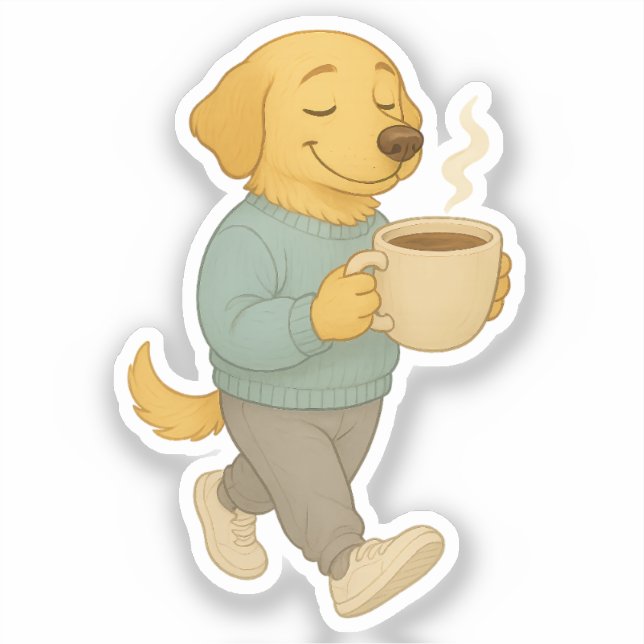 Adorable Coffee Dog Clipart  Sticker (Front)