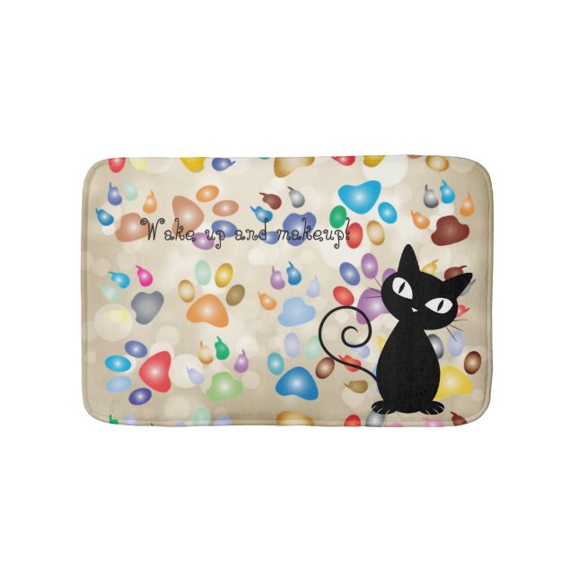 Adorable Colorful Dog Paw Prints,Bokeh Bath Mat (Front)