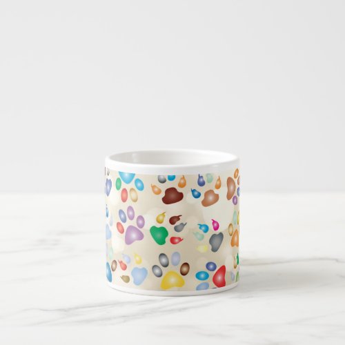 Adorable Colorful Dog Paw PrintsBokeh Espresso Cup