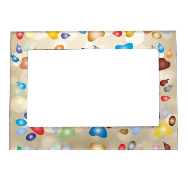 Adorable Colorful Dog Paw Prints,Bokeh Magnetic Frame (Front)