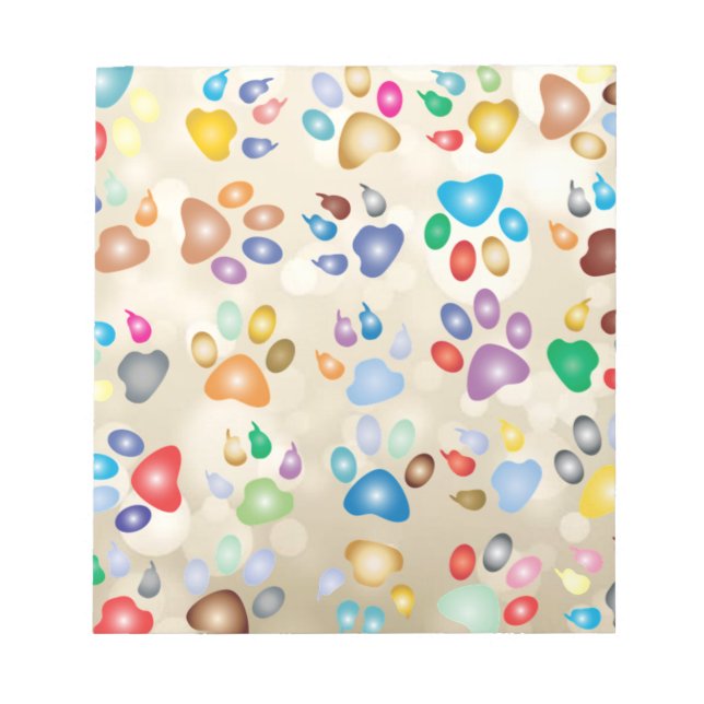Adorable Colorful Dog Paw Prints,Bokeh Notepad (Front)
