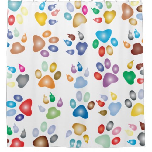 Adorable Colorful Dog Paw PrintsBokeh Shower Curtain