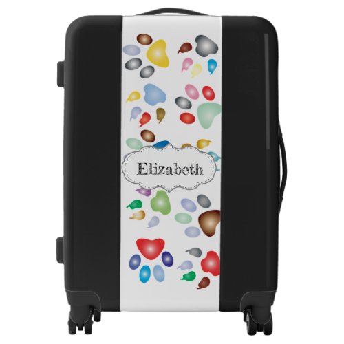 Adorable Colorful Dog Paw Prints_Personalized Luggage