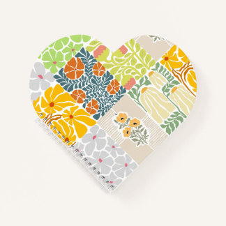 Adorable colorful floral pattern in collage style notebook