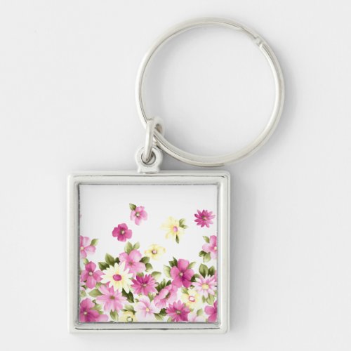 Adorable Colorful Girly Blooming Flowers Keychain