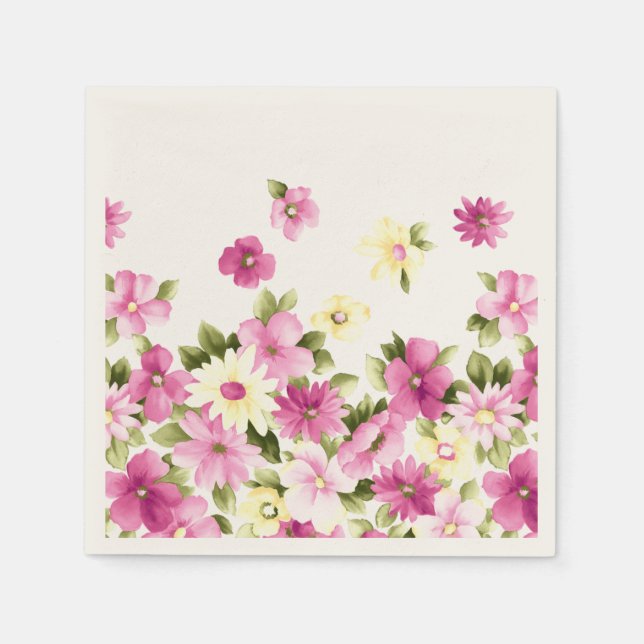 Adorable Colorful Girly Blooming Flowers Napkins (Front)