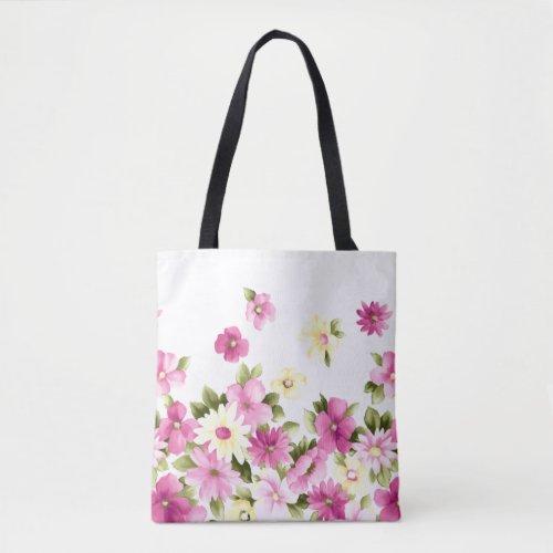 Adorable Colorful Girly Blooming Flowers Tote Bag