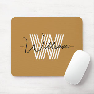Adorable colorful natural brown Initial and script Mouse Pad