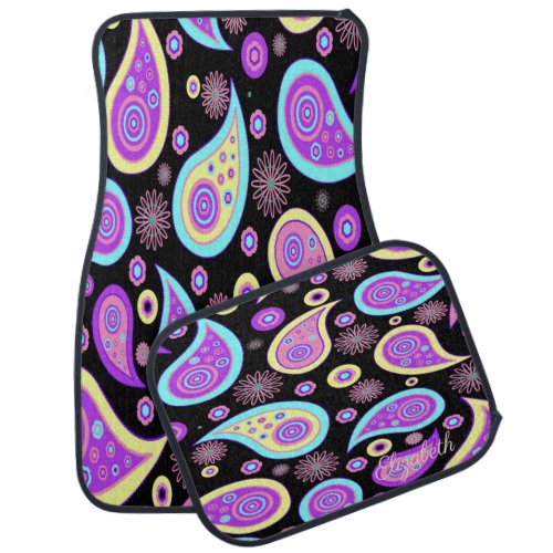 Adorable Colorful  Swirls Paisley Car Floor Mat