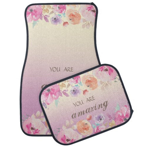 Adorable Colorful Watercolor Flowers Car Floor Mat