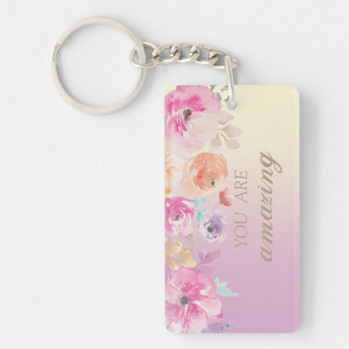 Adorable Colorful Watercolor Flowers Keychain