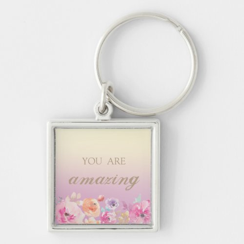 Adorable Colorful Watercolor Flowers Keychain