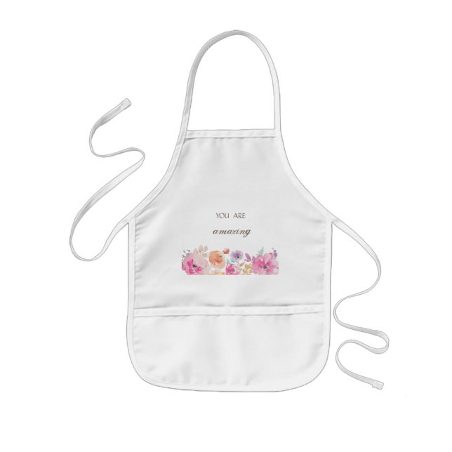 Adorable Colorful Watercolor Flowers Kids' Apron (Front)