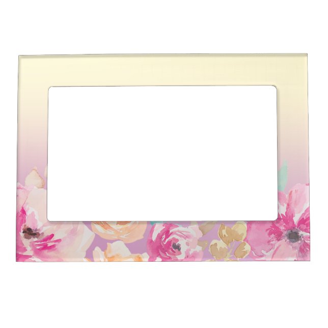 Adorable Colorful Watercolor Flowers Magnetic Frame (Front)