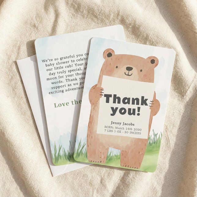 Adorable colourful Bear Baby Announcement (Adorable colourful Bear Baby Announcement Thank You.)