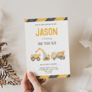 Adorable Construction Birthday Invitation