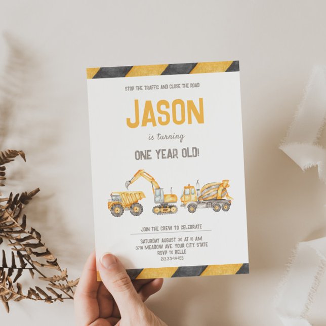 Adorable Construction Birthday Invitation (Creator Uploaded)