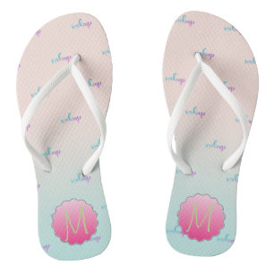 Adorable Cool Glitter Makeup ,Monogram Flip Flops
