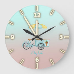 Adorable Cool Ice Cream Bicycle Large Clock