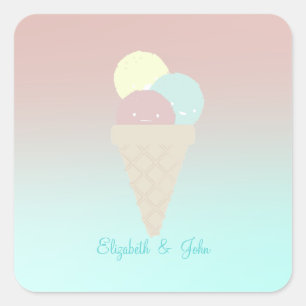 Adorable Cool Ice Cream Cones -Personalized Square Sticker