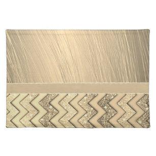 Adorable Cool Trendy Chevron Gold Glitter Cloth Placemat