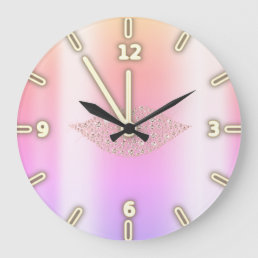 Adorable Cool Trendy Ombre Diamonds Lips  Large Clock