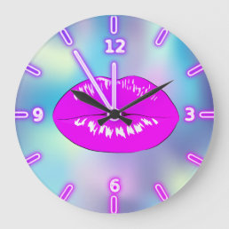 Adorable Cool Trendy Ombre Holographic Lips Large Clock