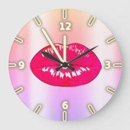 Adorable Cool Trendy Ombre Lips Large Clock