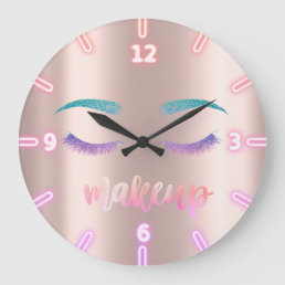 Adorable Cool Trendy Rose Gold Glitter Faux Lahes Large Clock